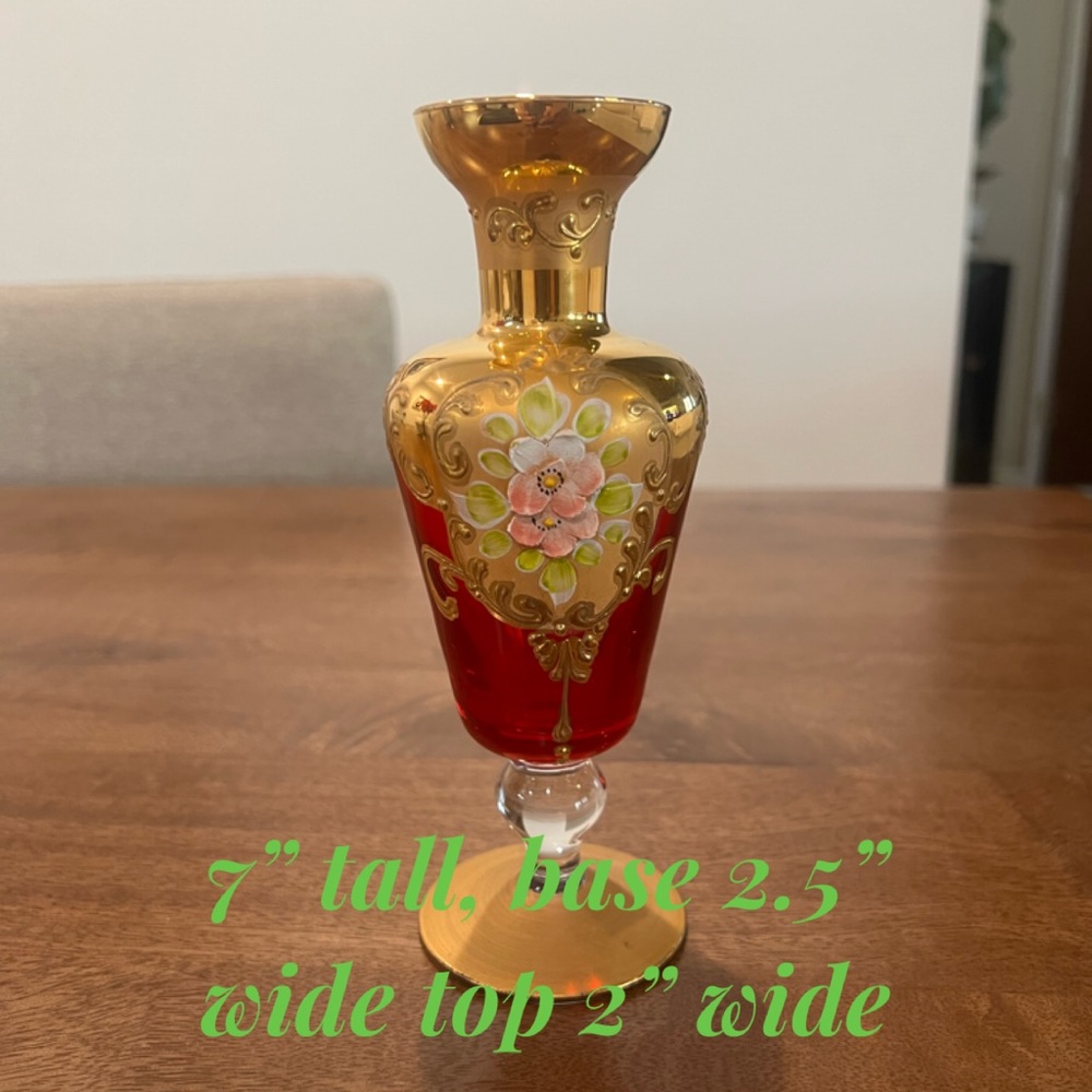 Vintage red European/murano glass vase.